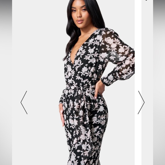 BCBG Floral Culotte Jumpsuit Long sleeve size small - Picture 5 of 16